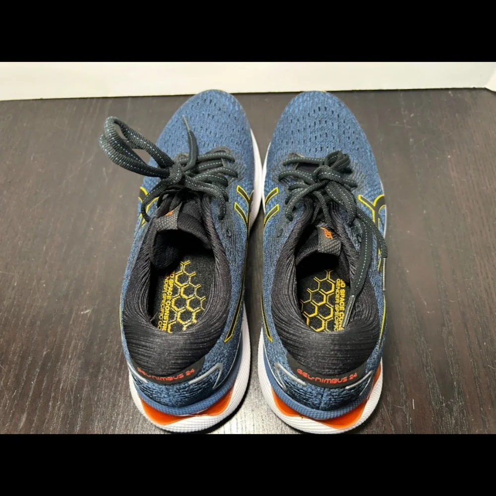 Asics Gel Nimbus 24 Running Shoes Sneakers Mens Azure/Amber Size 7.5